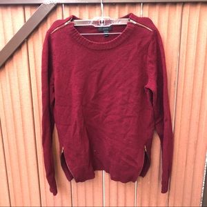 J. Crew Crewneck Sweater in Red with Gold Zipper